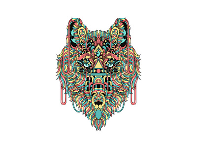 psychedelic wolf colorful cool design illustrate illustration love nature vector vectorart wild wolf