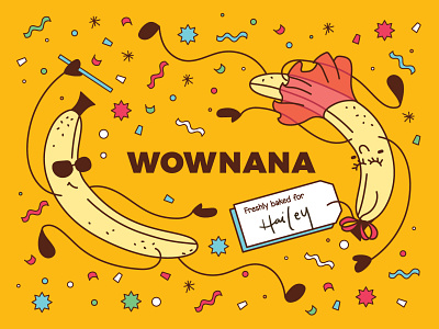 Dance with Wownana art direction banana cake cheerful dance festive food fun gift gift box happy illustration packaging party souvenir