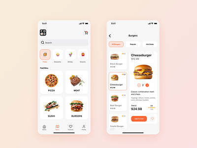 Food Delivery App application graphic design menu page mobile ui ux
