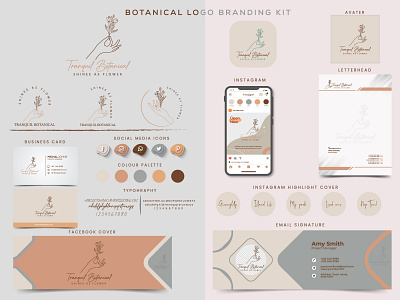 Botanical Signature Logo Branding Kit beauty logo botanical branding logo botanical floral element botanical frame botanical identity brand identity branding elegant flower floral flowers flower logo hand flower logo logo design logo vector natural flower organic logo simple logo spa logo spa treatment yoga nature