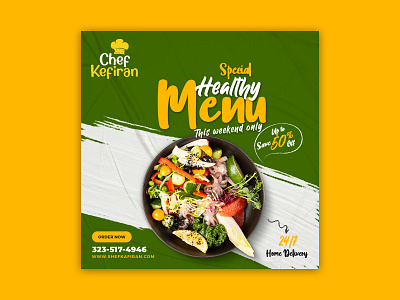 Food Banner Design for Chef Kefiran food logo food post graphic design graphic designer logo logo designer print designer restaurant logo restaurant menu social media design social media post