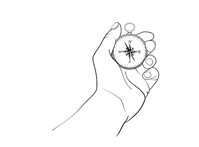 Hand holding a compass, vector illustration compass design hand illustration logo vector