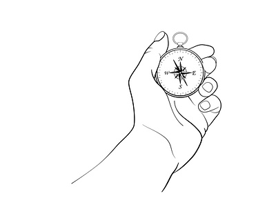 Hand holding a compass, vector illustration