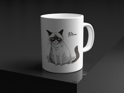 Illustration with cat for cup print