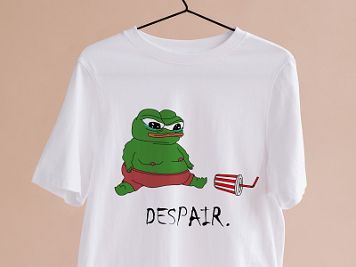 Illustration with Pepe frog for t-shirt print