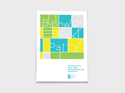 Bushwick Block Party Flyer branding colour design festival flyer graphic print shillington typography