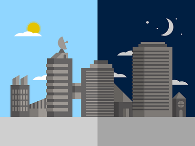 City Day/Night architecture city day design drawing flat illustration illustrator night urban vector