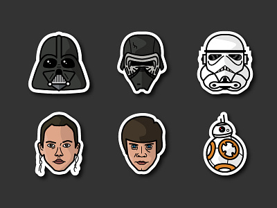 ✨ May the 4th be with you ✨ bb 8 darth vader illustration kylo ren luke skywalker rey star wars stickers stormtrooper vector