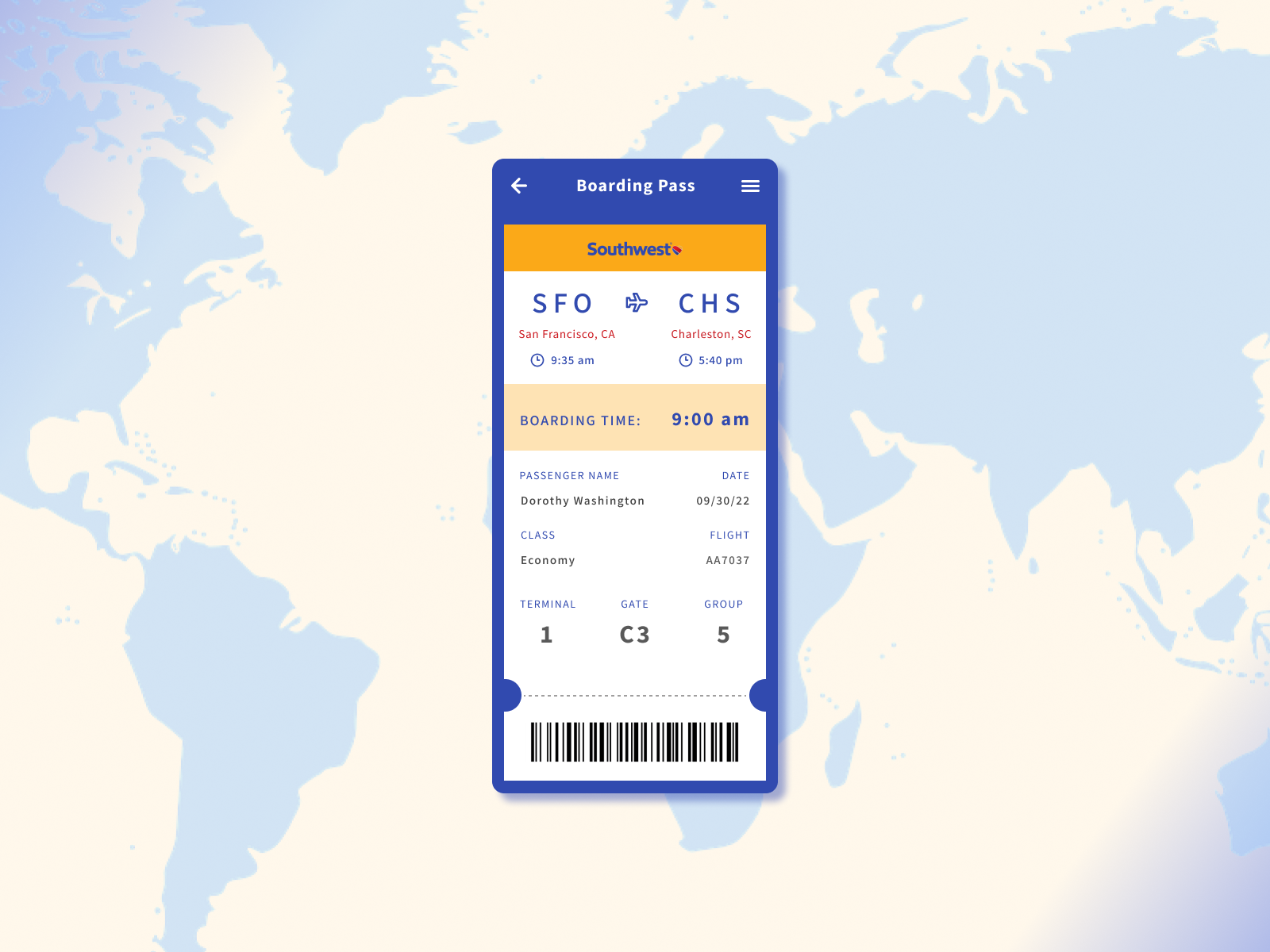 Daily Ui 024 Boarding Pass By Amanie Johnson On Dribbble 