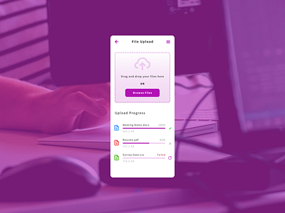 Daily UI 031 - File Upload 031 app daily ui 031 dailyui 031 dailyui031 design file upload fileupload mobile ui upload ux