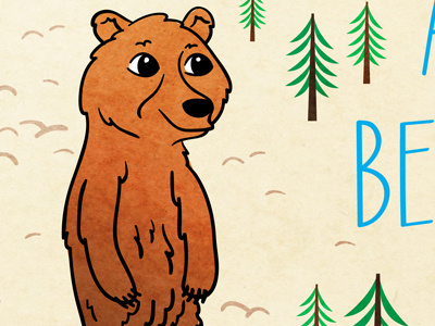 Bear art bear cute brown bear illustration poster