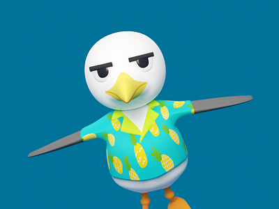 Seagull 3d art bird blender character cute illustration seagull