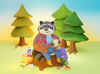 Chonky Raccoon 3d art 3d modeling blender blender3d character cute digitalart illustration raccoon