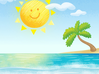 Beach beach coconut illustration sun