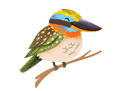 Spotted wood kingfisher birds cartoon character cute design digitalart illustration philippines