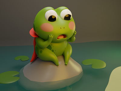 Mr. Frog 3d blender cartoon character cute digitalart illustration