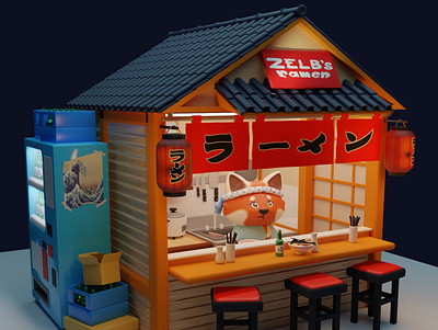 Zelb's Ramen Shop 3d blender cartoon character digitalart stylized