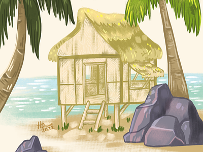 Beach Hut cartoon cute digitalart illustration