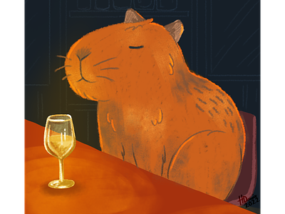 Capybara feels cartoon character cute digitalart illustration