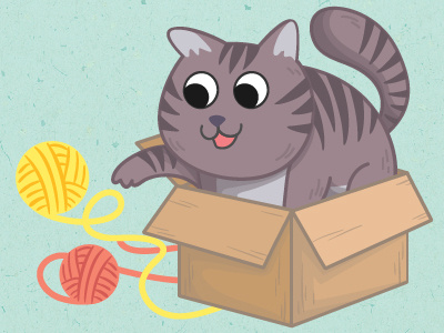 Kitten! box cute illustration kitten yarn