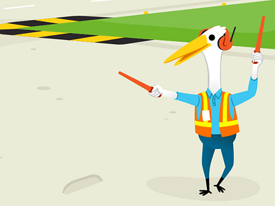 Egret airport egret groundcrew illustration