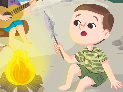 Evan campfire illustration
