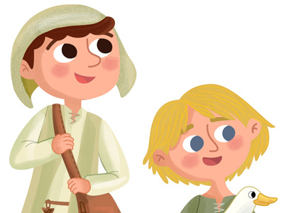 Townspeople character design illustration kid medieval