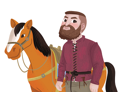 Merchant affinitydesigner character digitalart horse illustration medieval merchant vector