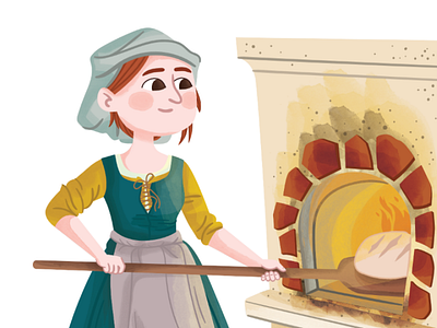 Baker affinitydesigner baking bread character illustration medieval