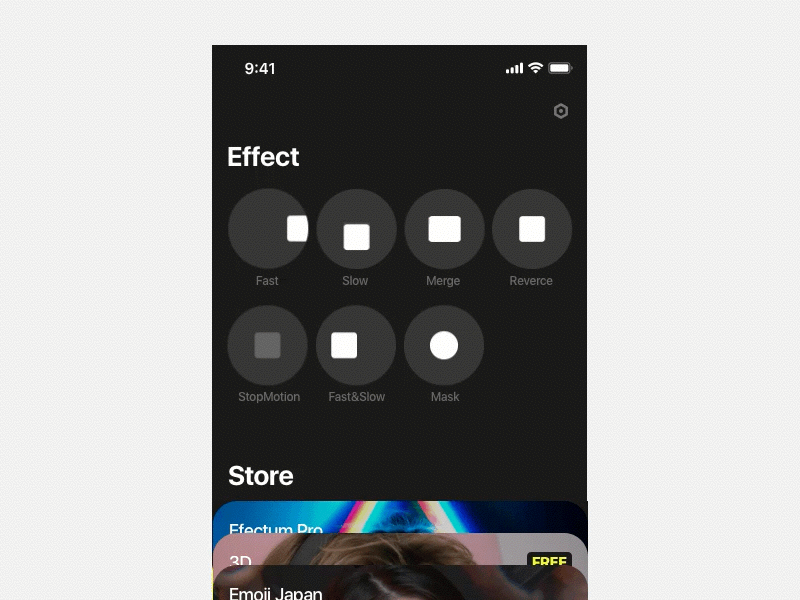 Motion effect app dark ios mobile ui ux