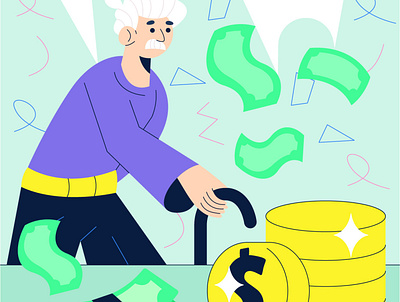 Saving Money for Retirement illustration chasing money finance finance pack finance set illustration retirement saving saving money