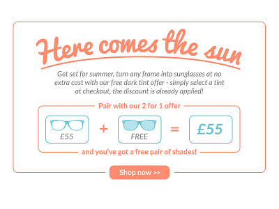 Here comes the sun email flat glasses promo shop simple sun