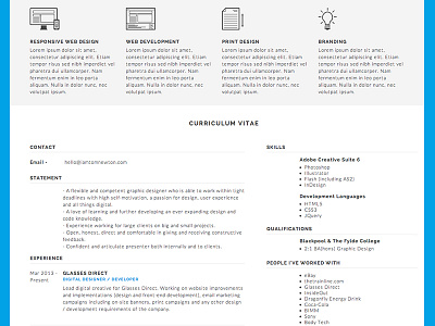 About Shot CV (Résume) view about curriculum vitae cv design icons responsive resume résume simple ui web