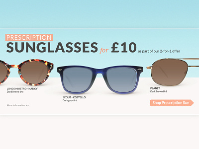 Prescription Sunglasses Banner banner design email glasses prescription shop spectacles summer sun web