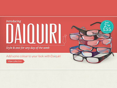 Daiquiri Banner Shot alcohol banner branding drink email font glasses icon logo rounded spectacles type typography web