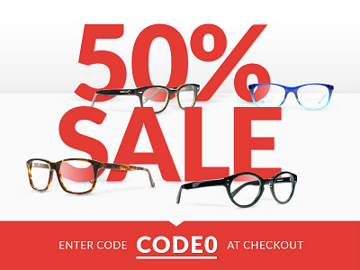 50% SALE - Banner artworking banner code email glasses off sale shadows spectacles web