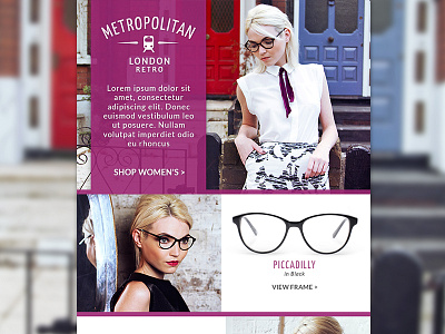 Metropolitan - Newsletter design email female glasses layout london marketing newsletter spectacles train web