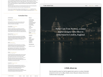 About me & CV page – Portfolio about cv portfolio resume typography web website