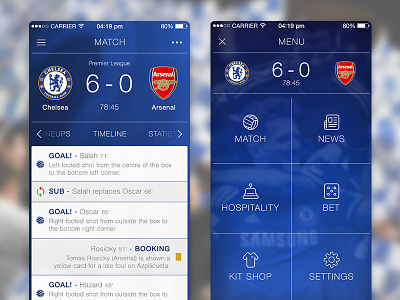 Chelsea FC – Unused concept app chelsea football grid icons iphone match news simple soccer timeline ui