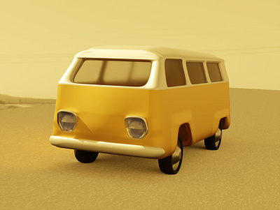 MiniVan on a road trip 3d background design graphic design illustration road trip summer warm warm color