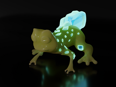 Frog infected with Crystal 3d art artwork background blender character character design concept frog graphic design illustration nature portrait
