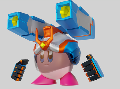 Mecha Kirby from Kirby Return to Dreamland 3d character game graphic design illustration kirby mecha pink robot saturated visor