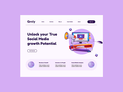 Groly - Social Media Growth Website Design