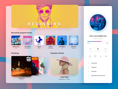 MUSIC PLAYER artist design design inspiration desktop itunes list minimalist music music player round simple song spotify web app design web application design