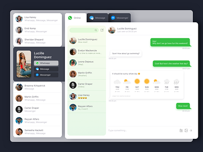 MESSENGERS CENTER chat concept design design inspiration desktop desktop app messenger minimal minimalist round simple telegram ui design viber weather forecast web whatsapp