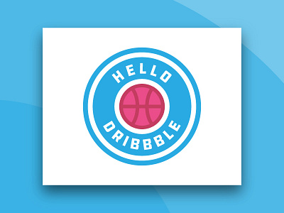 Hello Dribbble! badge blue ddc debut hello illustrator simple