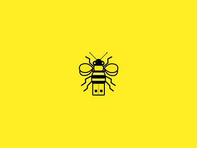 USBee :-) bee flat glyph honey illustration sketch usb