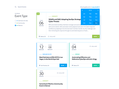 Swimlane Events List Exploration ui ux web