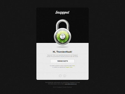 Snappped - New Password E-Mail Design design e mail new password snappped