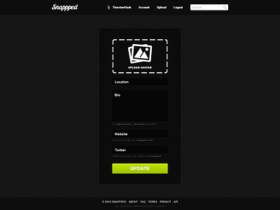 Snappped - Final Account Member Menu Design account design final member menu snappped